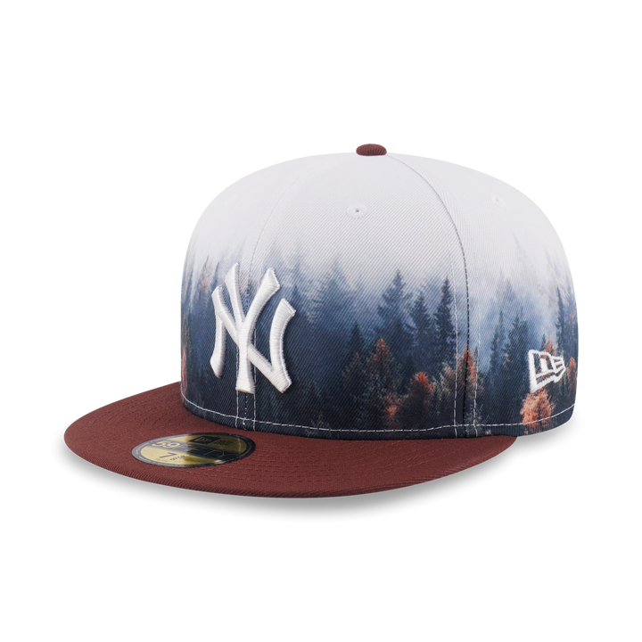 59FIFTY New York Yankees Forest 2-Tone Deep Auburn Brown Visor All-Over Print Fitted