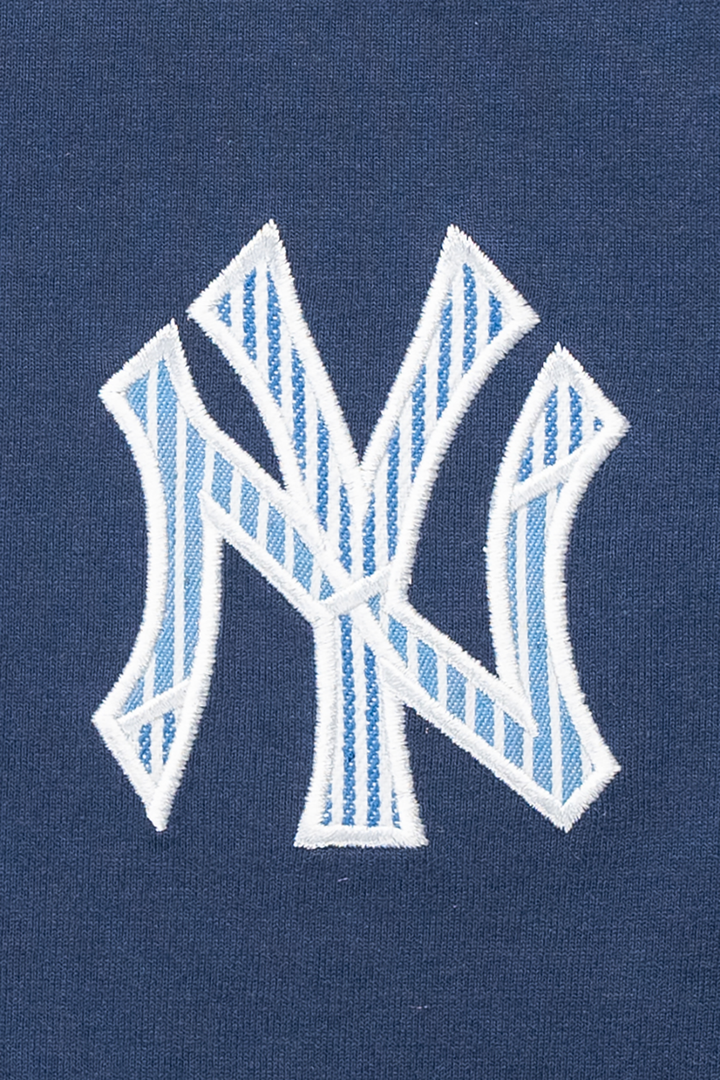 Women New York Yankees Patchwork Oceanside Blue Short Sleeve T-Shirt