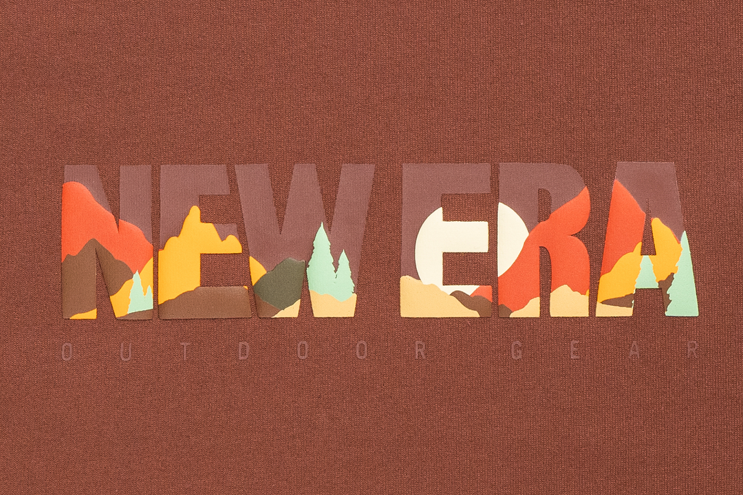 New Era Mountain Logo Deep Auburn Brown Short Sleeve T-Shirt