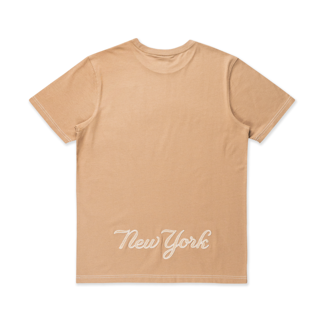 New York Yankees MLB Contrast Stitching Khaki Short Sleeve T-Shirt