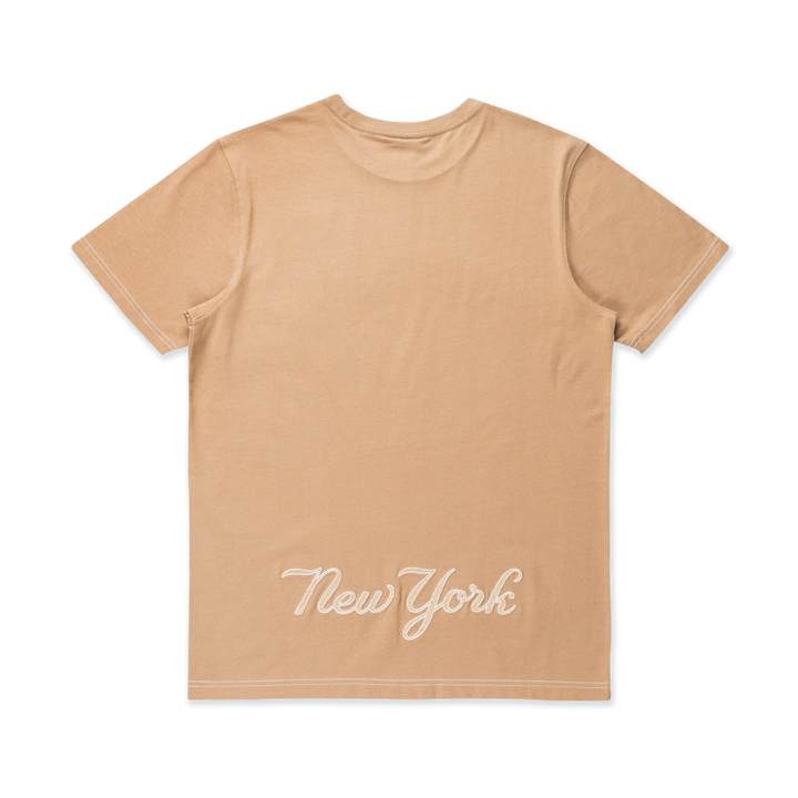 New York Yankees MLB Contrast Stitching Khaki Short Sleeve T-Shirt