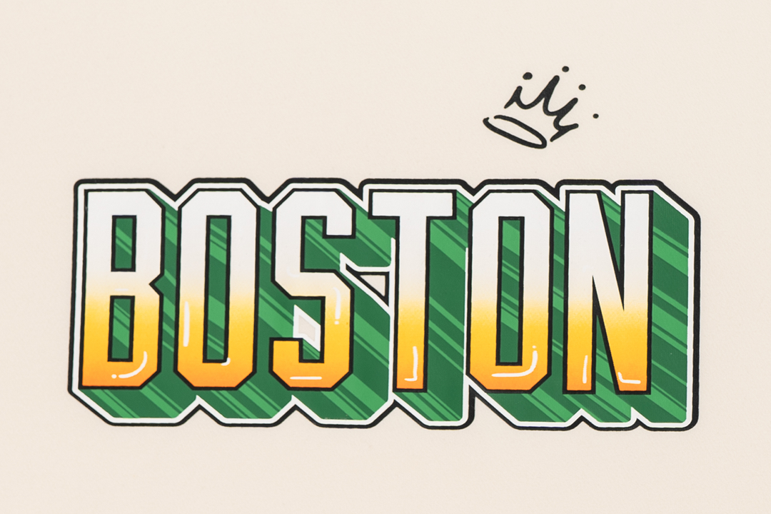 Boston Celtics League Mix Chrome White Oversized Short Sleeve T-Shirt