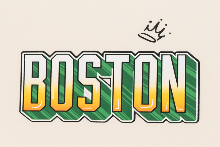 Boston Celtics League Mix Chrome White Oversized Short Sleeve T-Shirt