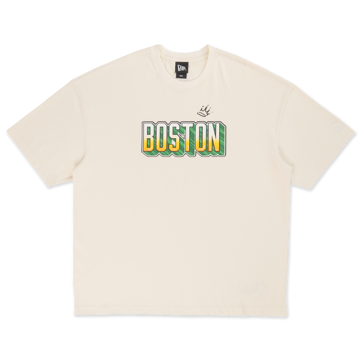 Boston Celtics League Mix Chrome White Oversized Short Sleeve T-Shirt