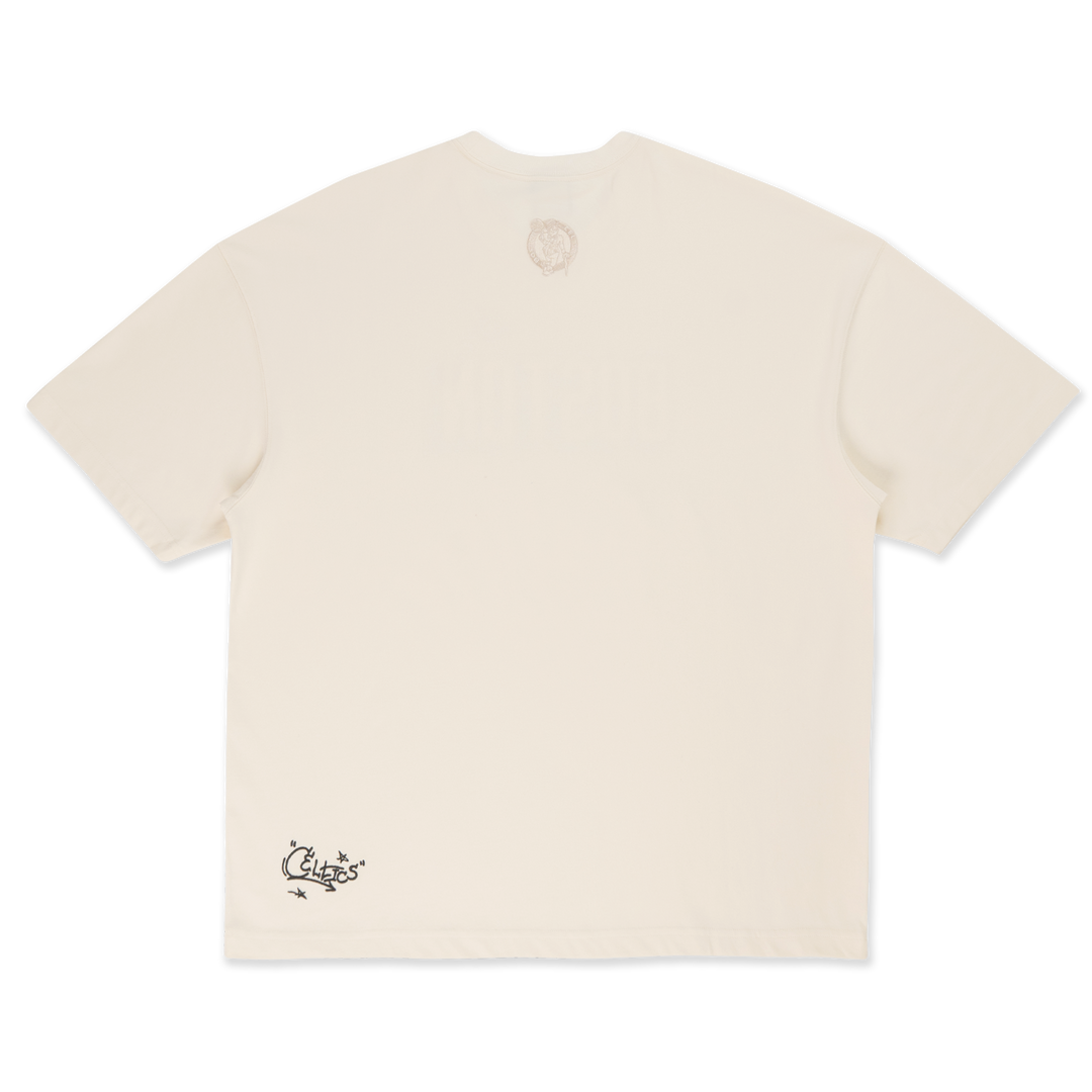 Boston Celtics League Mix Chrome White Oversized Short Sleeve T-Shirt