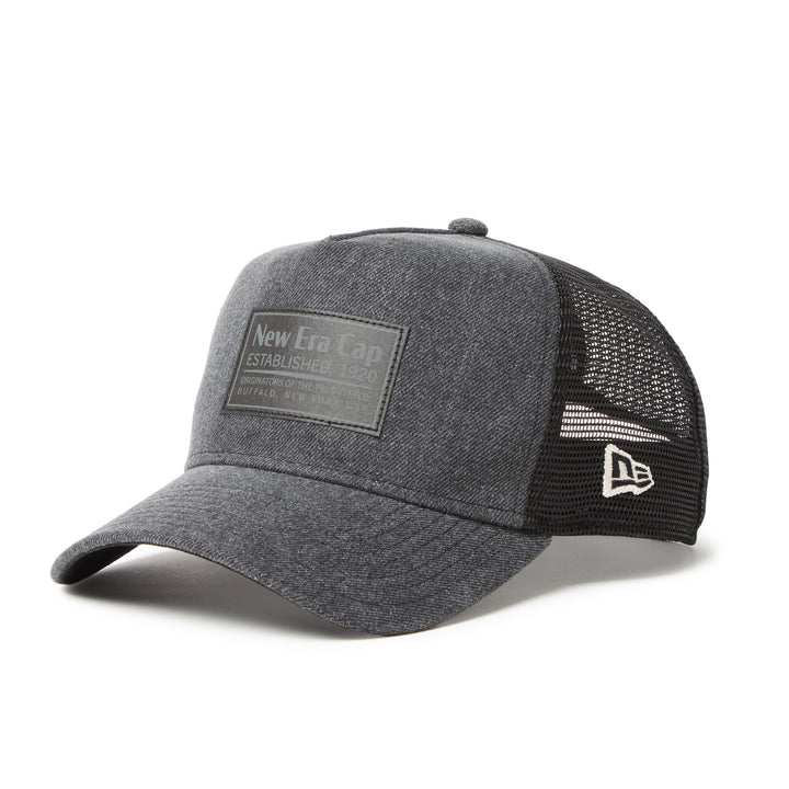 9FORTY A-Frame Trucker Woven Patch Graphite Washed Denim Snapback