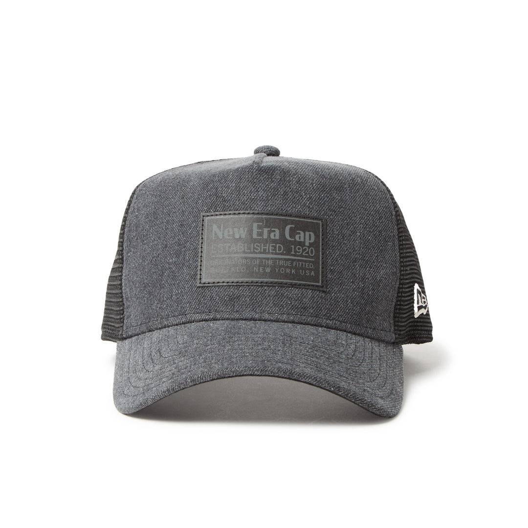 9FORTY A-Frame Trucker Woven Patch Graphite Washed Denim Snapback