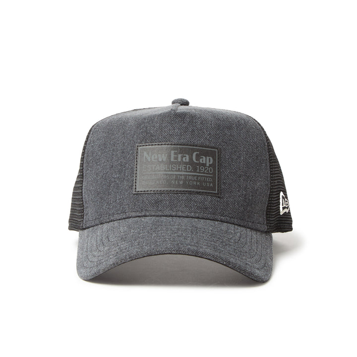 9FORTY A-Frame Trucker Woven Patch Graphite Washed Denim Snapback