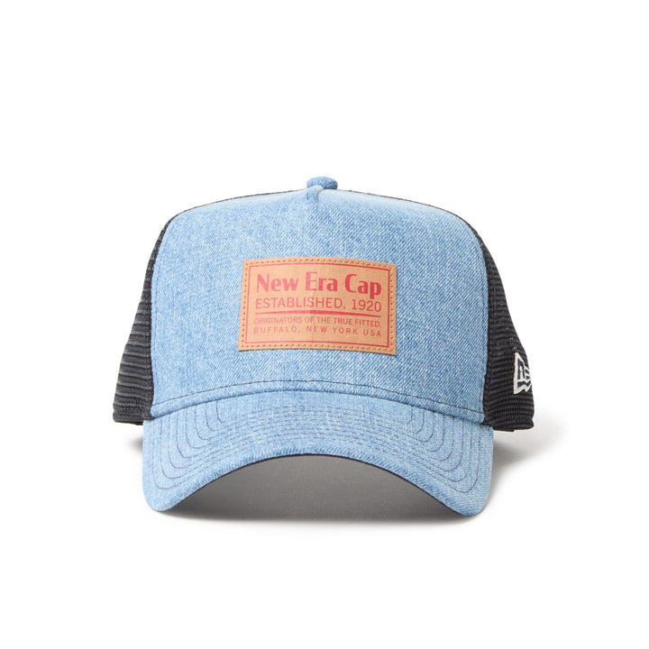 9FORTY A-Frame Trucker Woven Patch Blue Washed Denim Snapback