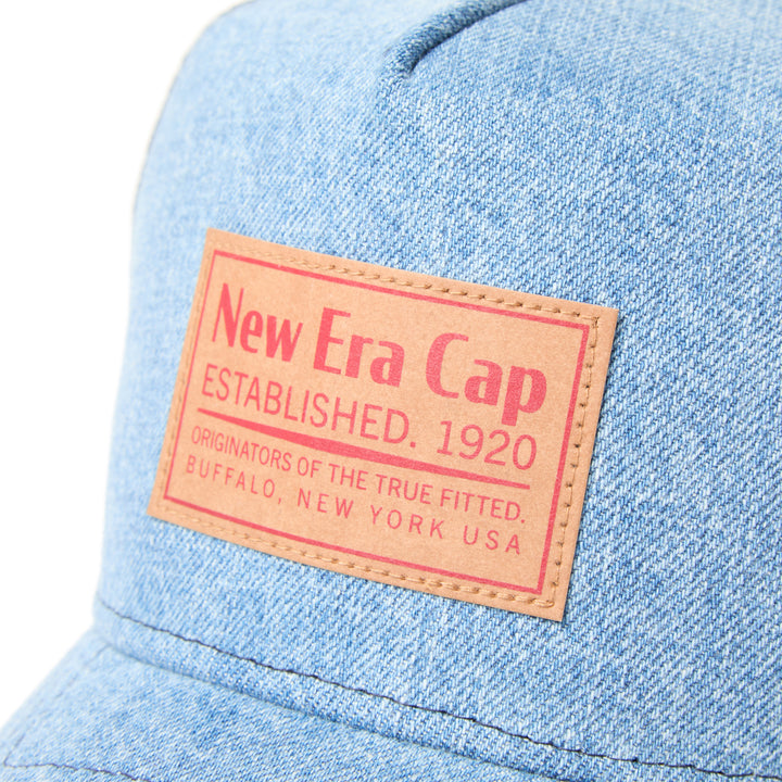 9FORTY A-Frame Trucker Woven Patch Blue Washed Denim Snapback