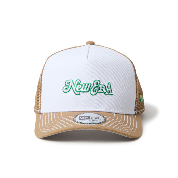 9FORTY A-Frame Trucker Archive Mix Logo White Khaki Snapback