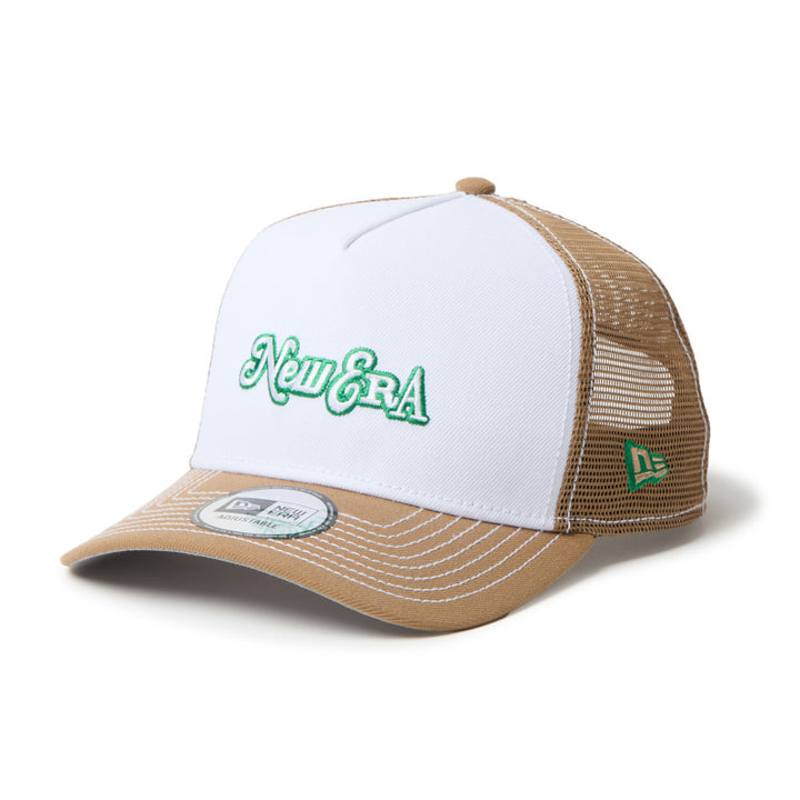 9FORTY A-Frame Trucker Archive Mix Logo White Khaki Snapback