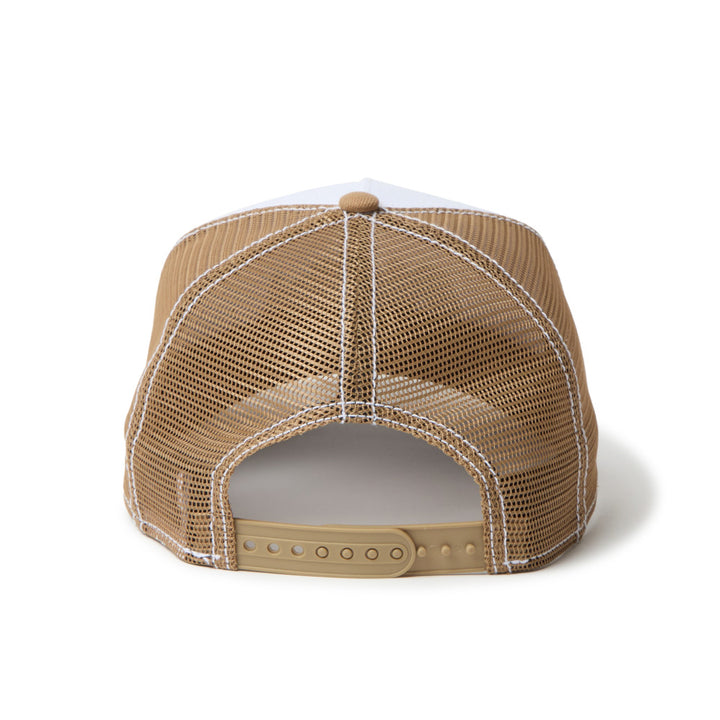 9FORTY A-Frame Trucker Archive Mix Logo White Khaki Snapback