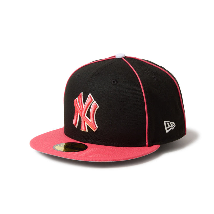 59FIFTY New York Yankees  MLB Piping 2-Tone Black Coral Fitted
