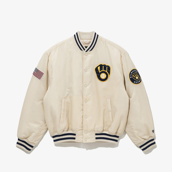 Milwaukee Brewers MLB Authentic Ivory Stadium Jacket