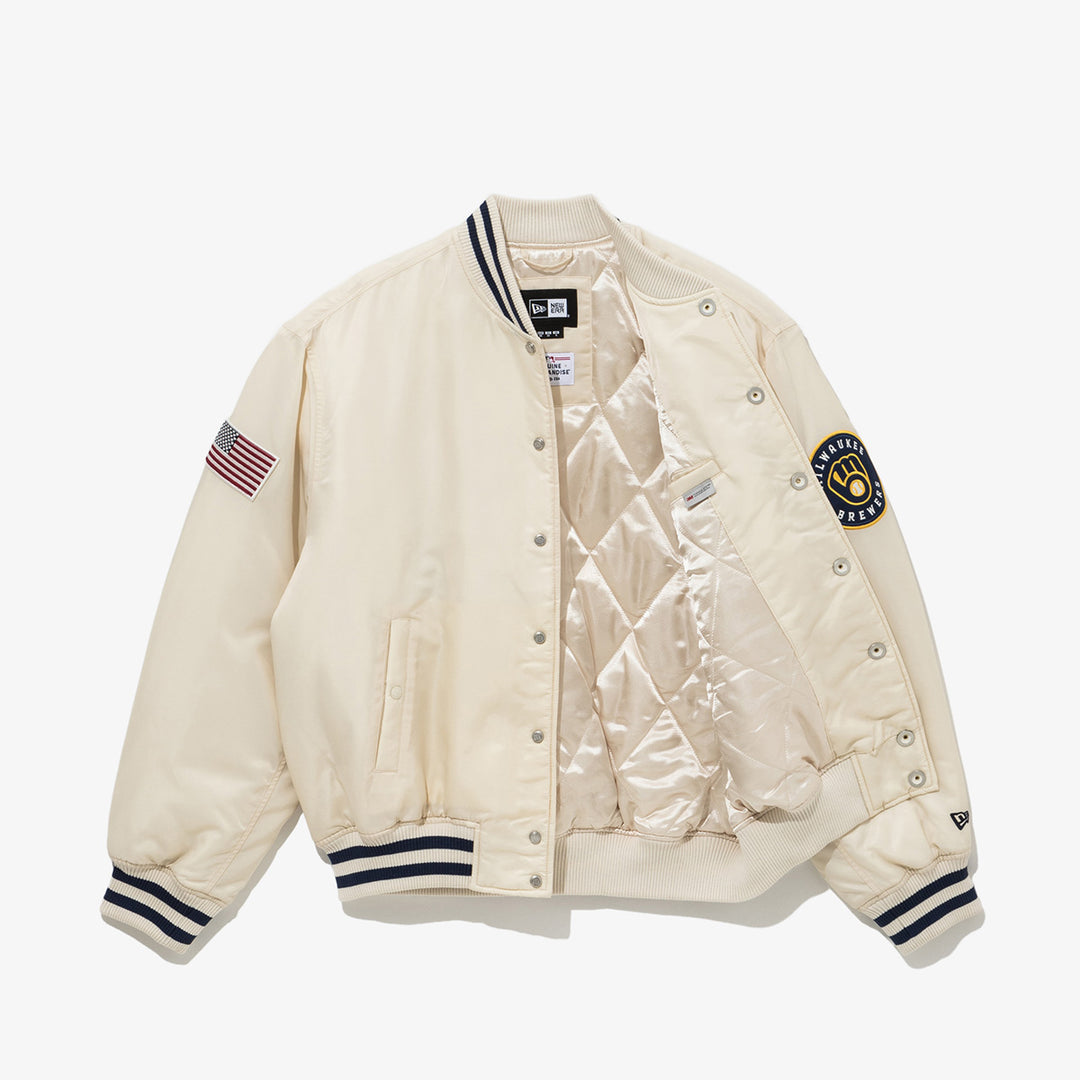 Milwaukee Brewers MLB Authentic Ivory Stadium Jacket