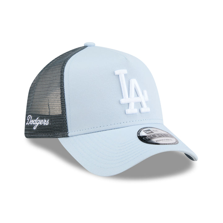 9FORTY A-Frame Trucker Los Angeles Dodgers Color Era Soft Blue Navy Gray Snapback