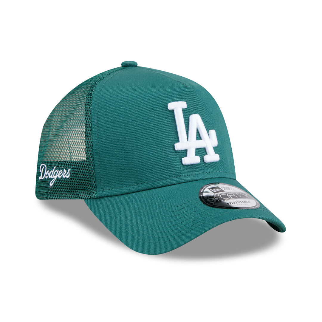9FORTY A-Frame Trucker Los Angeles Dodgers Color Era Pine Needle Green Snapback