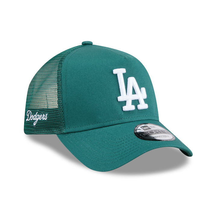 9FORTY A-Frame Trucker Los Angeles Dodgers Color Era Pine Needle Green Snapback