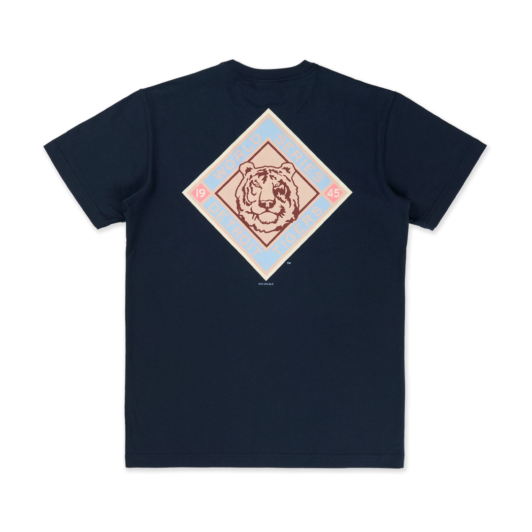 Detroit Tigers Stripes Oceanside Blue Short Sleeve T-Shirt