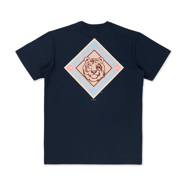 Detroit Tigers Stripes Oceanside Blue Short Sleeve T-Shirt