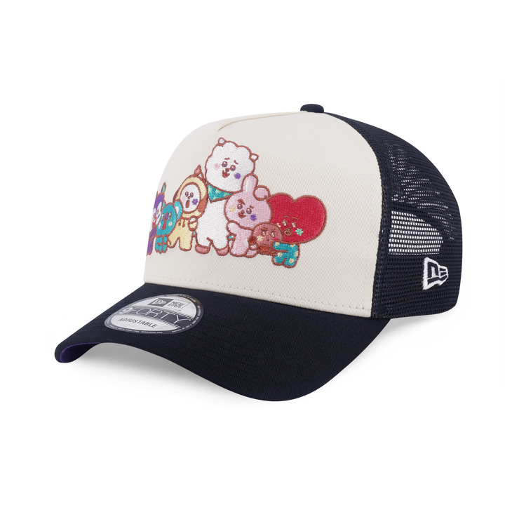 9FORTY A-Frame Trucker New Era x BT21 The Journey Collection Chrome Black Snapback
