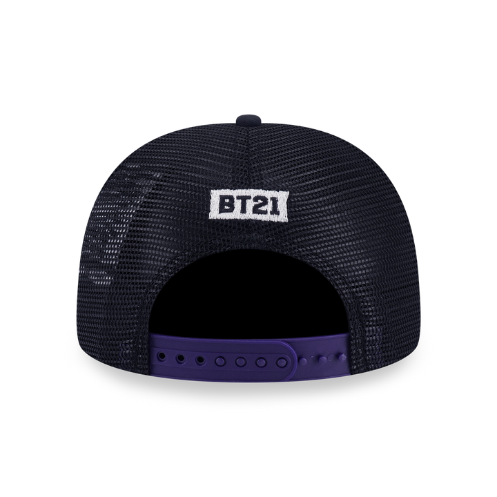 9FORTY A-Frame Trucker New Era x BT21 The Journey Collection Chrome Black Snapback