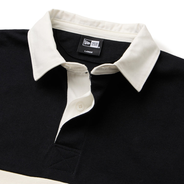 New Era Stripe Black Oversized Short Sleeve Rugby Shirt