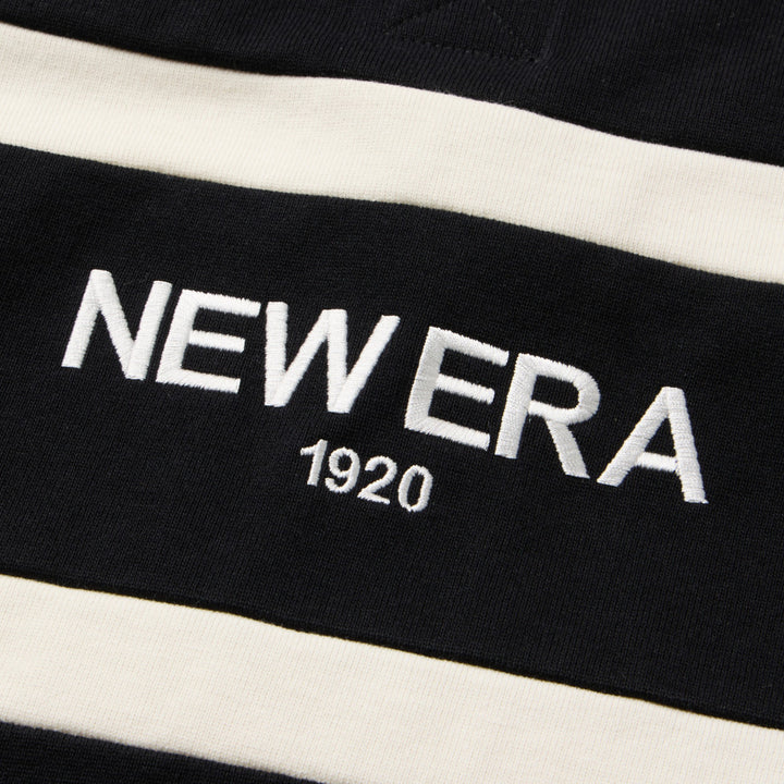 New Era Stripe Black Oversized Short Sleeve Rugby Shirt