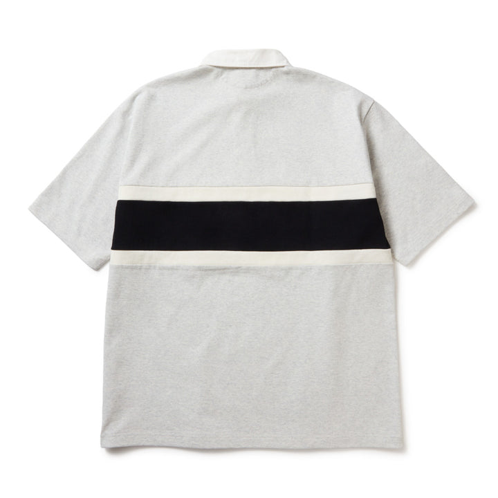 New Era Stripe Gray Oversized Short Sleeve Rugby Shirt