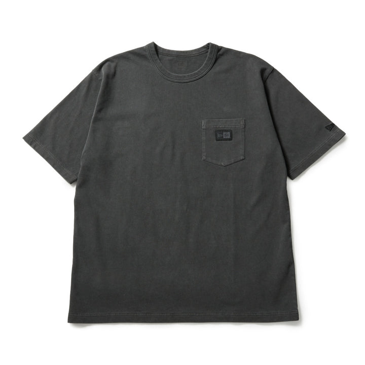New Era Garment Dyed Box Logo Woven Patch Charcoal Gray Short Sleeve T-Shirt