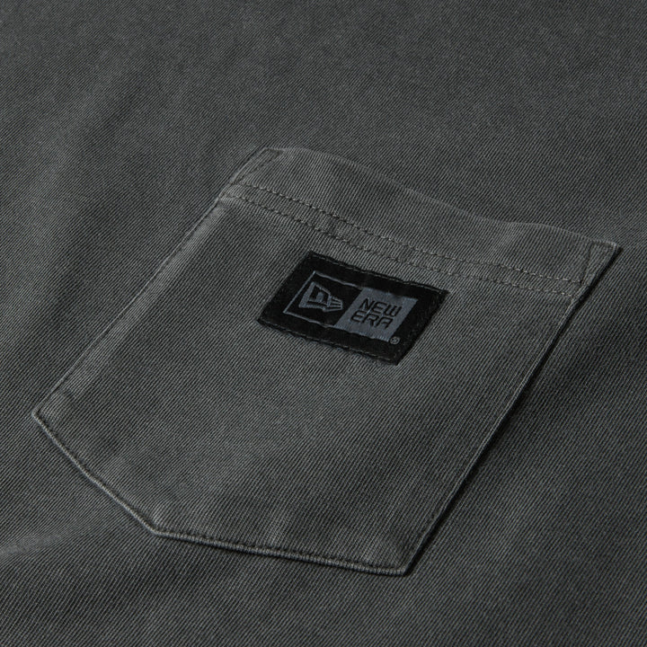 New Era Garment Dyed Box Logo Woven Patch Charcoal Gray Short Sleeve T-Shirt