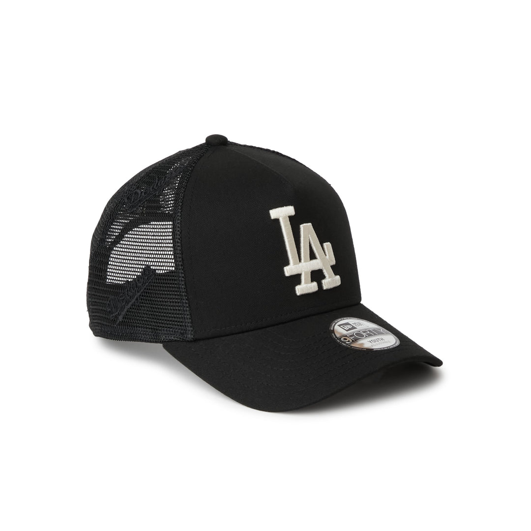 9FORTY A-Frame Trucker Kids Los Angeles Dodgers Embroidered Mesh Black Snapback