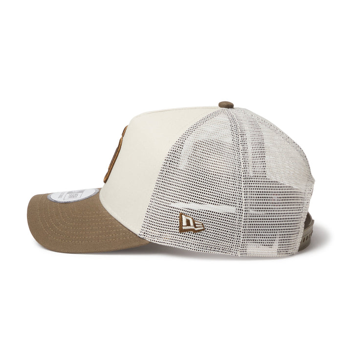 9FORTY A-Frame Trucker San Diego Padres Side Patch 2-Tone Moss Visor Stone Snapback