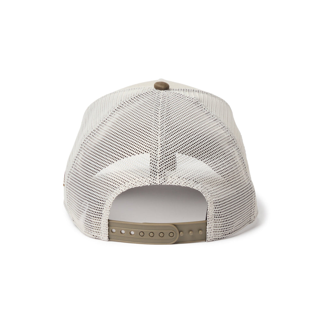 9FORTY A-Frame Trucker San Diego Padres Side Patch 2-Tone Moss Visor Stone Snapback