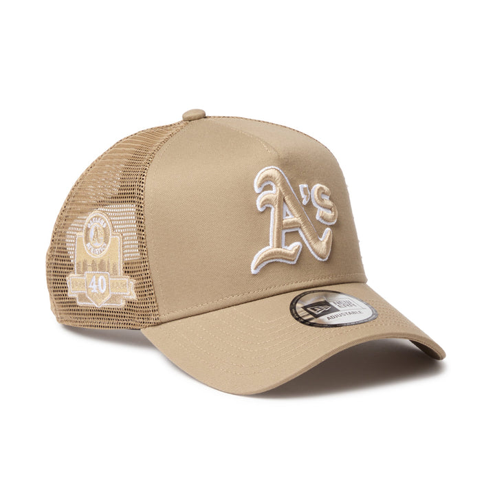 9FORTY A-Frame Trucker Athletics Side Patch Khaki Snapback