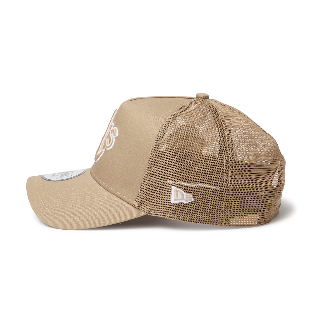 9FORTY A-Frame Trucker Athletics Side Patch Khaki Snapback