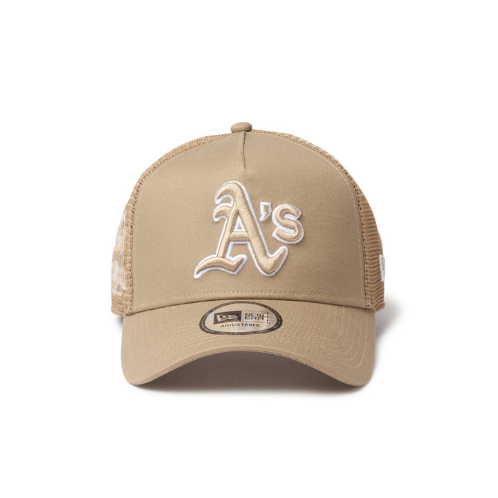 9FORTY A-Frame Trucker Athletics Side Patch Khaki Snapback