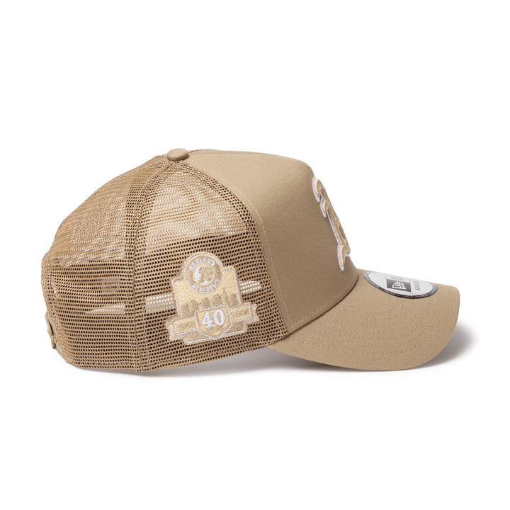 9FORTY A-Frame Trucker Athletics Side Patch Khaki Snapback