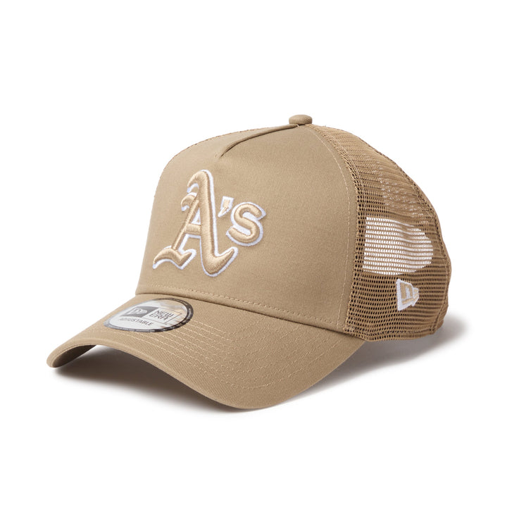 9FORTY A-Frame Trucker Athletics Side Patch Khaki Snapback