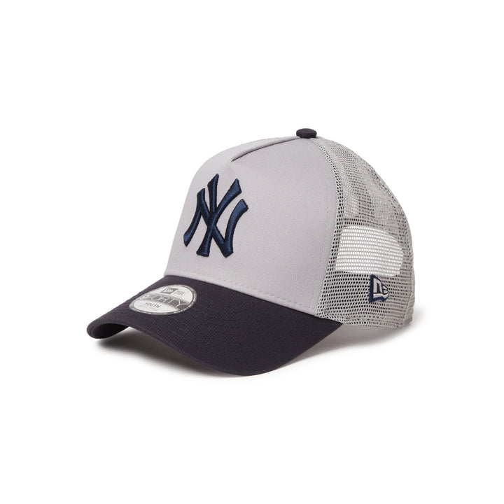 9FORTY A-Frame Trucker New York Yankees Side Patch 2-Tone Navy Visor Grey Snapback