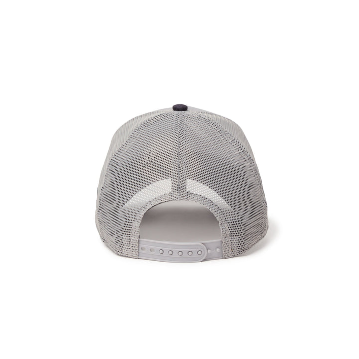 9FORTY A-Frame Trucker New York Yankees Side Patch 2-Tone Navy Visor Grey Snapback