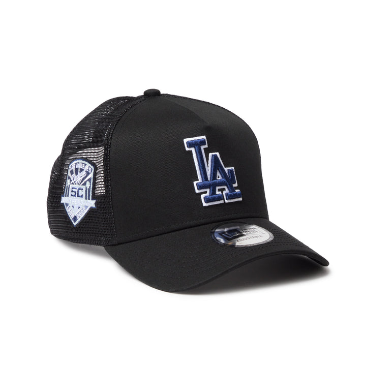9FORTY A-Frame Trucker Los Angeles Dodgers Side Patch Black Snapback