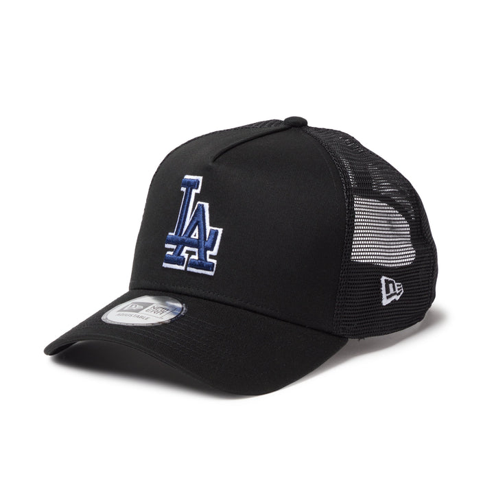 9FORTY A-Frame Trucker Los Angeles Dodgers Side Patch Black Snapback