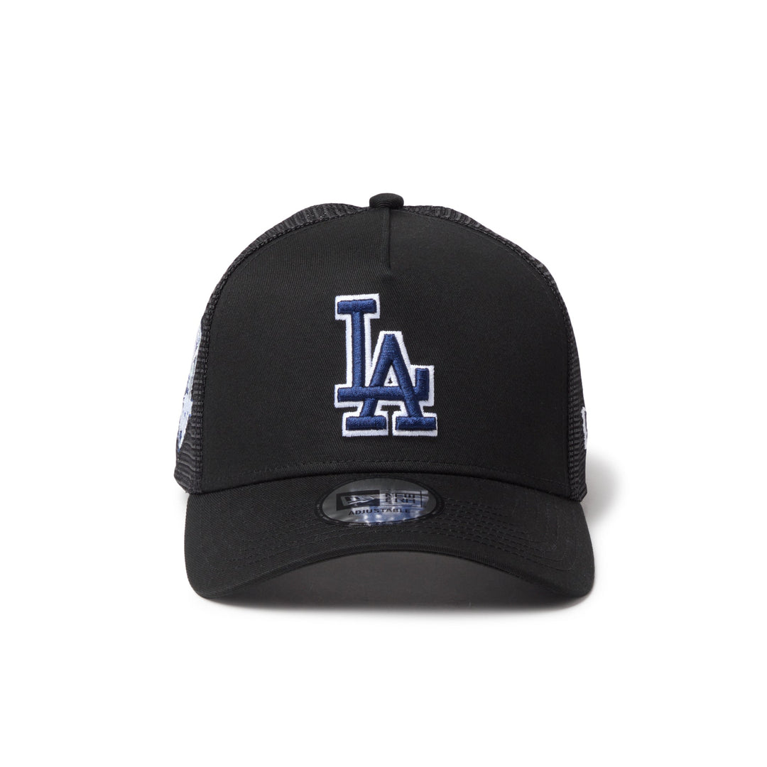 9FORTY A-Frame Trucker Los Angeles Dodgers Side Patch Black Snapback
