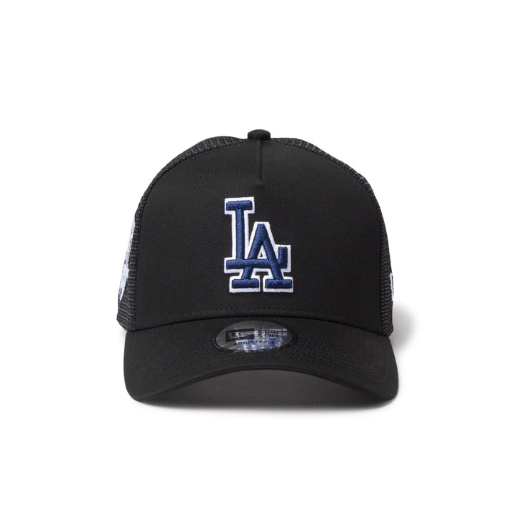 9FORTY A-Frame Trucker Los Angeles Dodgers Side Patch Black Snapback