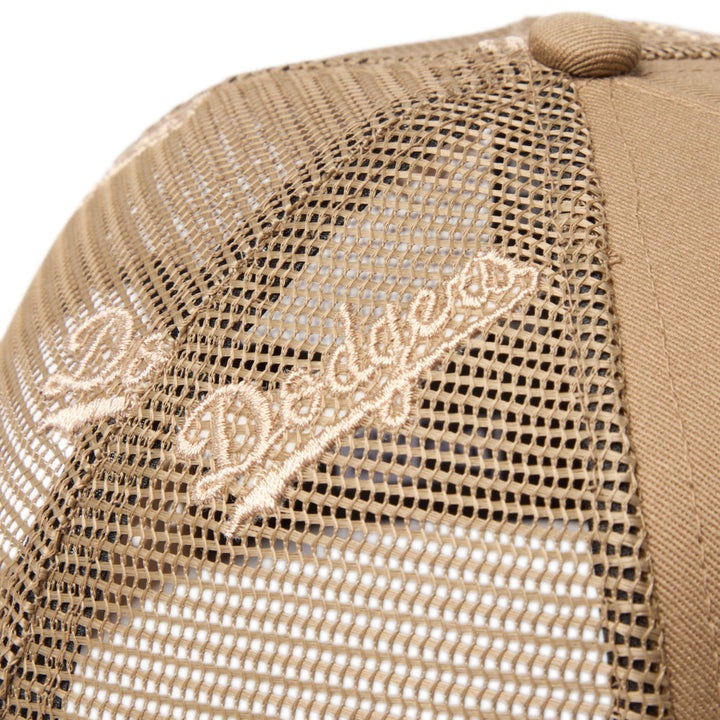 9FORTY A-Frame Trucker Los Angeles Dodgers Embroidered Mesh Khaki Snapback