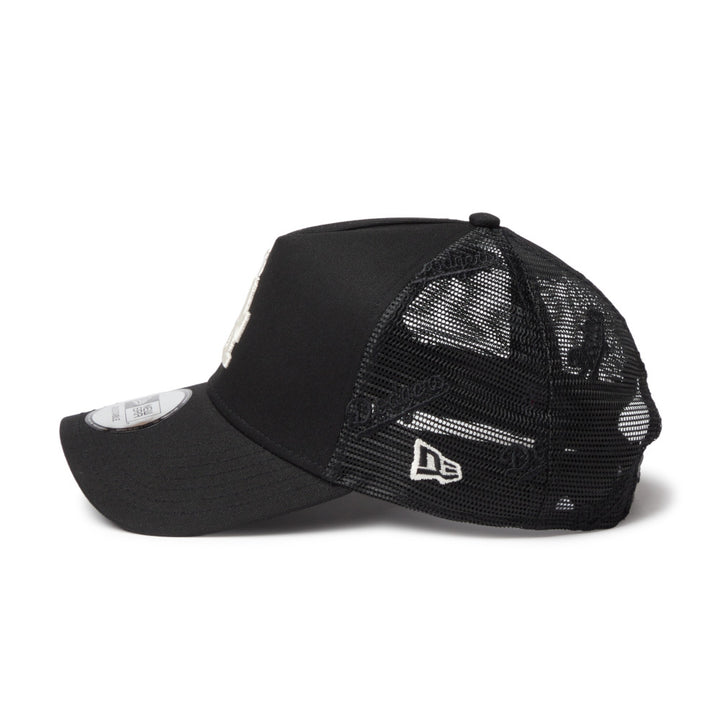9FORTY A-Frame Trucker Los Angeles Dodgers Embroidered Mesh Black Snapback