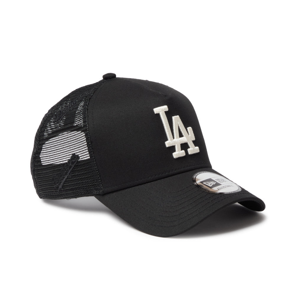 9FORTY A-Frame Trucker Los Angeles Dodgers Embroidered Mesh Black Snapback
