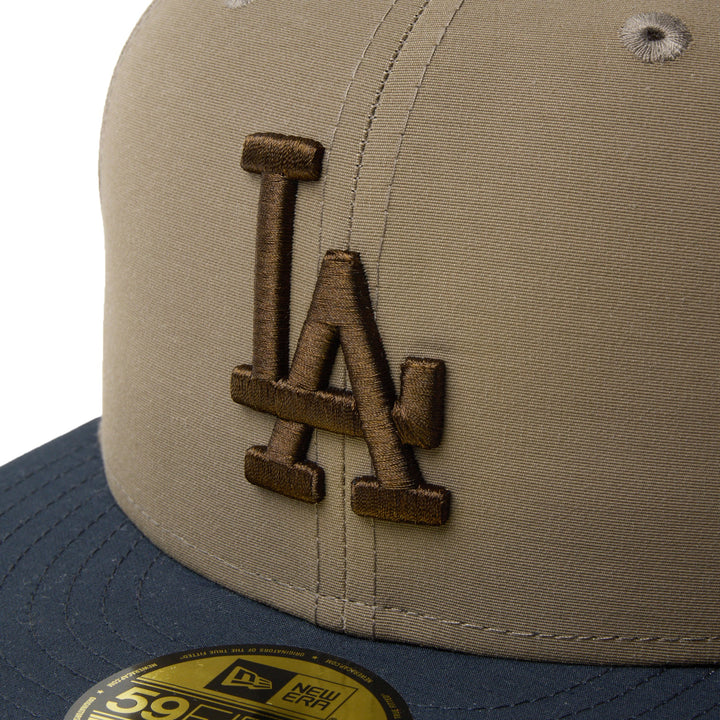 59FIFTY Los Angeles Dodgers Grosgrain 2-Tone Navy Visor Olive Fitted
